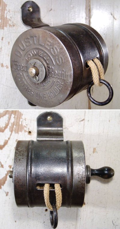 画像1: 1910's Wood Handle "Clothes-Line" Reel