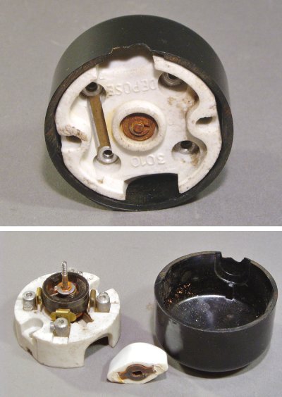 画像2: 1940-50's "FRANCE" Bakelite＆Porcelain Turn Switch 