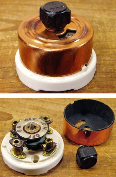 画像2: 1900-10's【ARROW】Copper＆Porcelain Turn Switch 