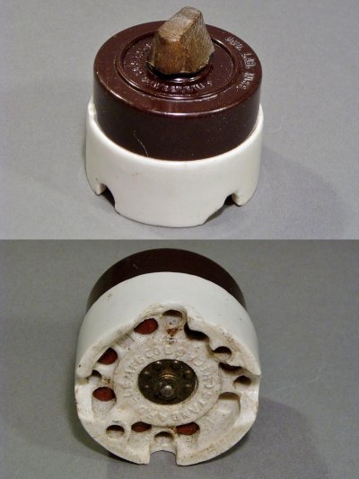 画像1: "Porcelain Base" Bakelite-cover Turn Switch