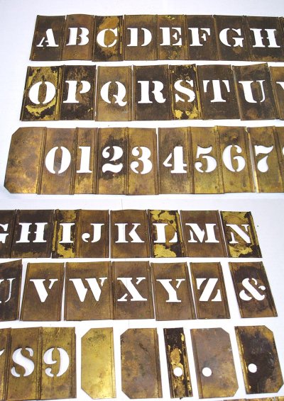 画像1: 【97枚】1930-40's Brass "STENCIL"  Plate 2-Font Set