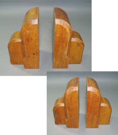 画像1: 1920-30's Art-Deco "OAK WOOD" Bookends