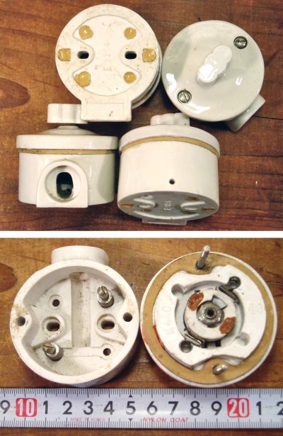 画像1: 1930-50's French Porcelain Turn Switch 