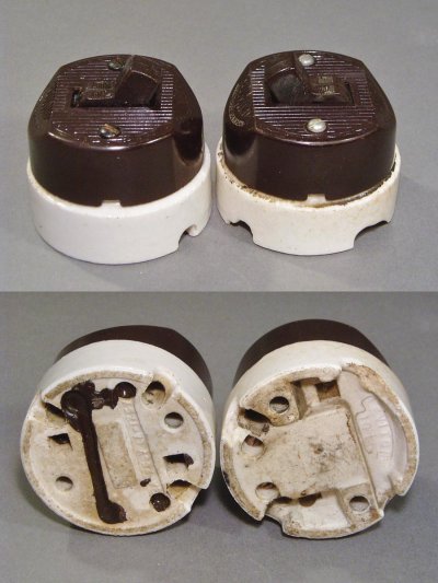 画像1: 2-sets "Porcelain Base" Bakelite-cover Switch