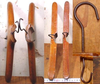 画像2: "French Antique" 1920-30's Solid Wood Hanger 2-set