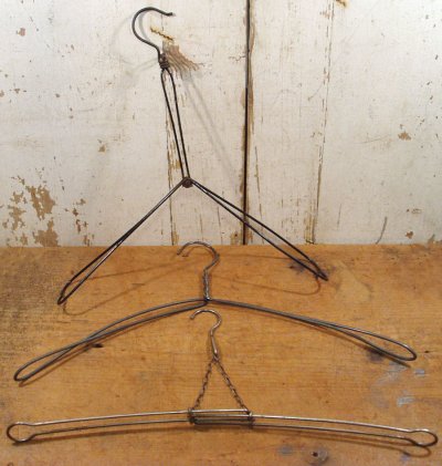 画像1: 1910-30's "Shabby" Steel Hangers  3-Mix Set