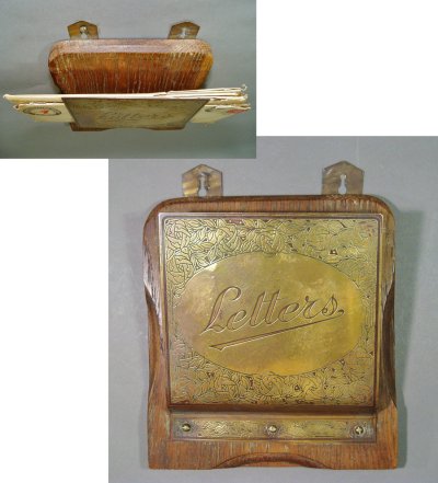 画像1: Early 1900's "Wood × Brass" Wall mount Letter Holder