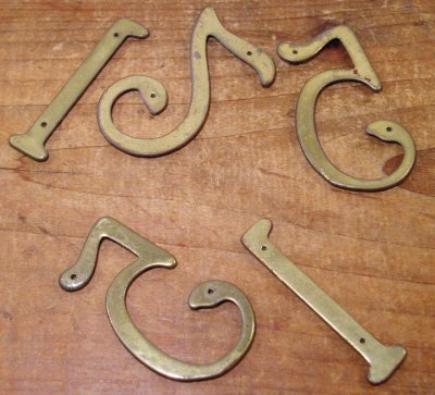 画像1: "1-1-2-5-5" Brass Door Numbers