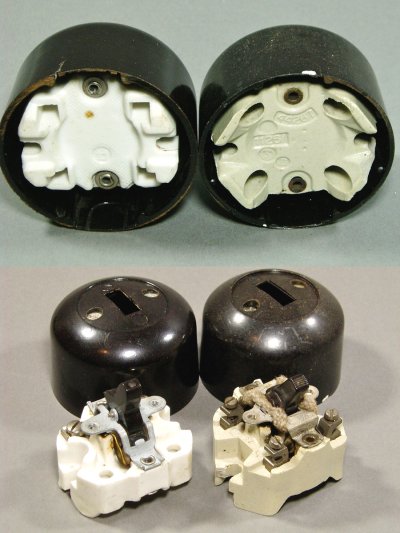 画像1: 2-sets 1940-50's "GERMANY" Bakelite Wall Switch