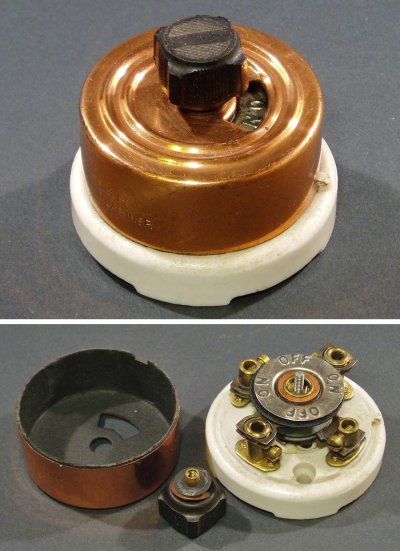 画像2: 1900-10's【ARROW】Copper＆Porcelain Turn Switch 