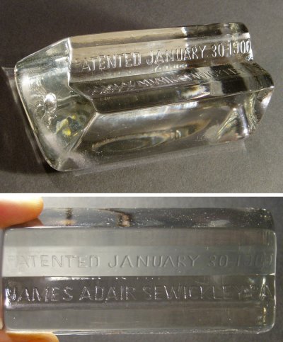 画像1: 1900-10's "Clear Glass" Pen Rest + Paper Weight