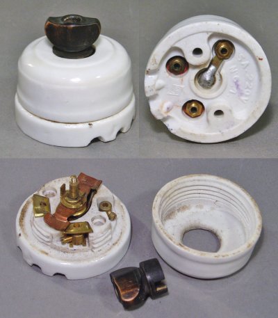 画像1: 1930-40's Porcelain＆Bakelite Turn Switch 