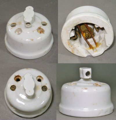 画像1: 1920-30's Porcelain Turn Switch 