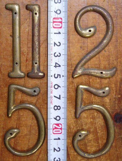 画像2: "1-1-2-5-5" Brass Door Numbers