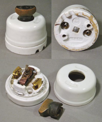 画像1: 1930-40's Porcelain＆Bakelite Turn Switch 